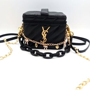 YSL Beauté Vanity Case w/ Styled Charm Chains| Black Crossbody| BNIB